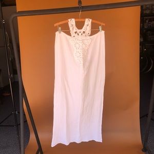 White Gauze Coverup with crotchet neckline